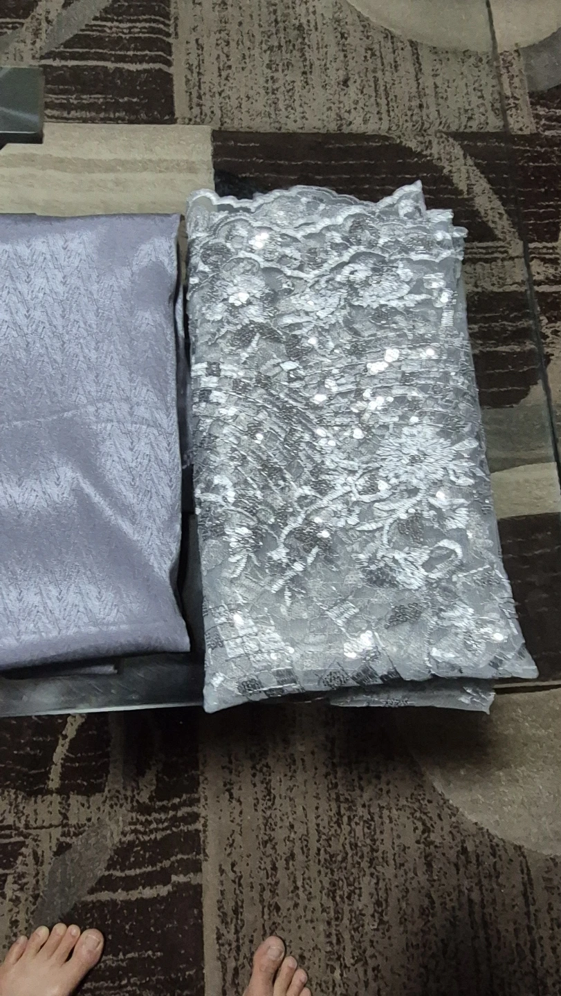 Sparkly Silver Lace Fabric and plane fabric - photo 2