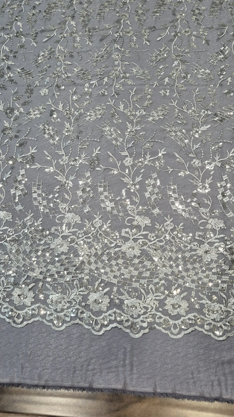 Sparkly Silver Lace Fabric and plane fabric - photo 4