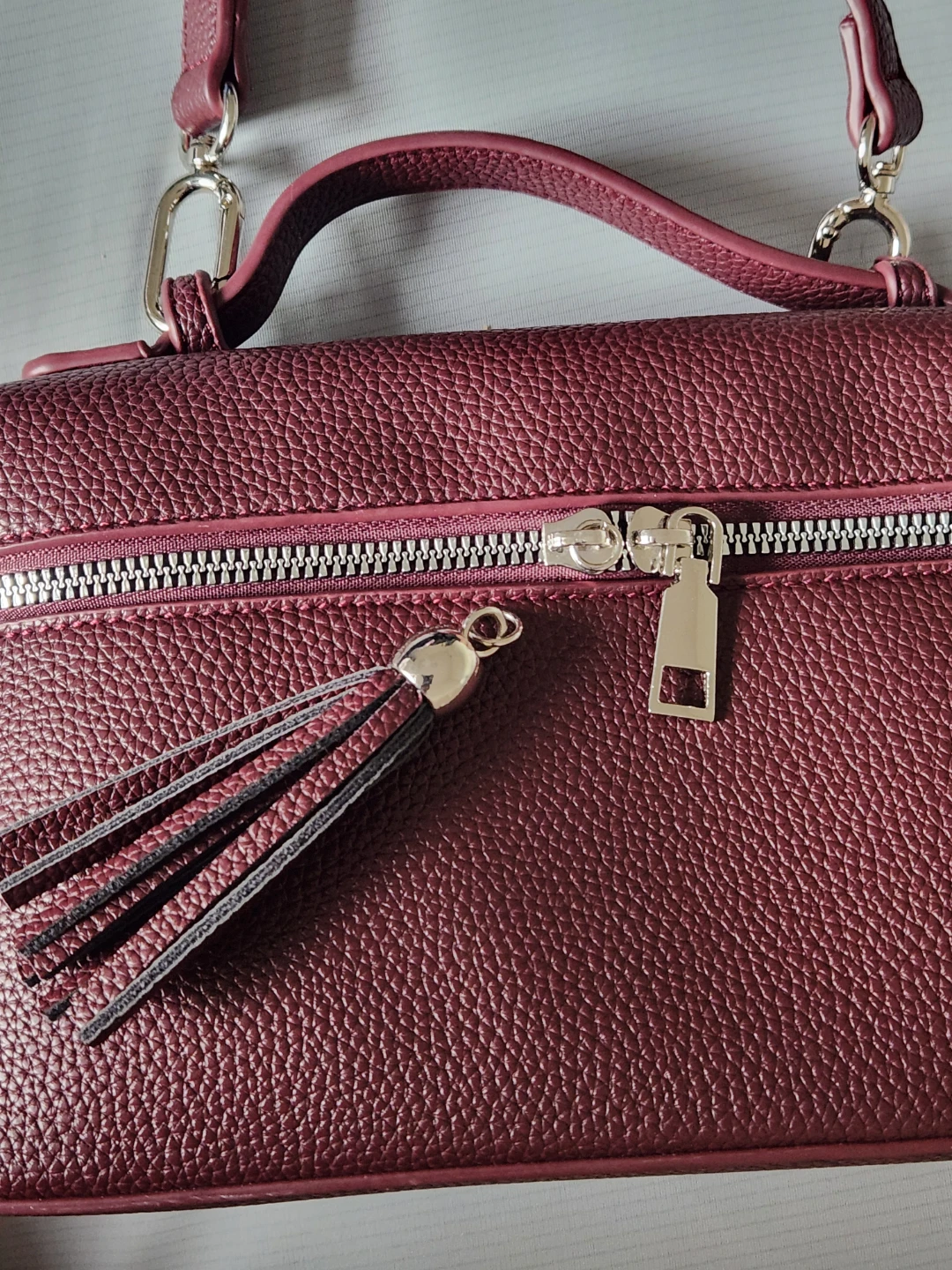 Maroon Faux Leather Vanity Case / Burgundy Bag - photo 4