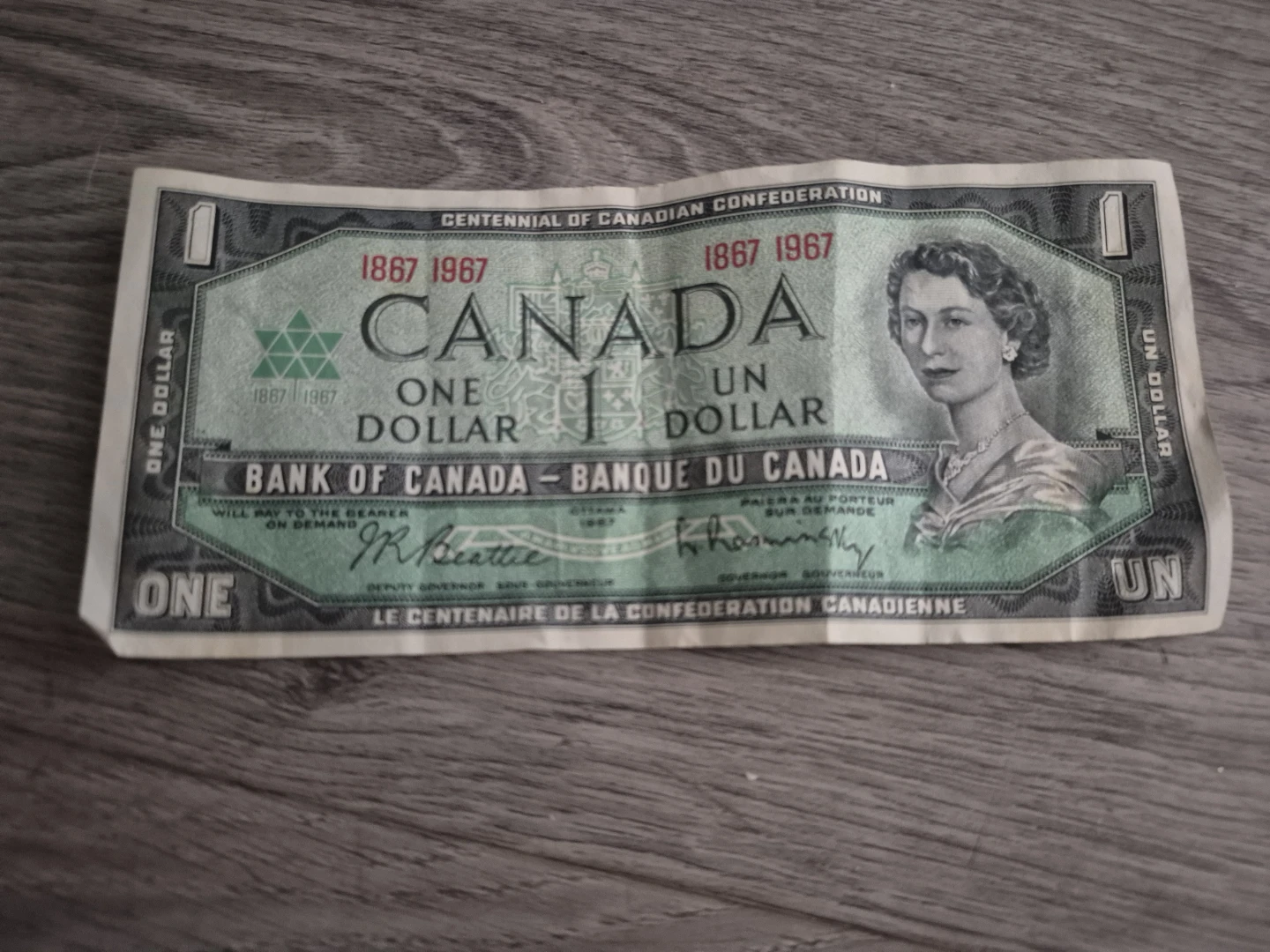 1967 Centennial of Canadian Confederation One Dollar Bill