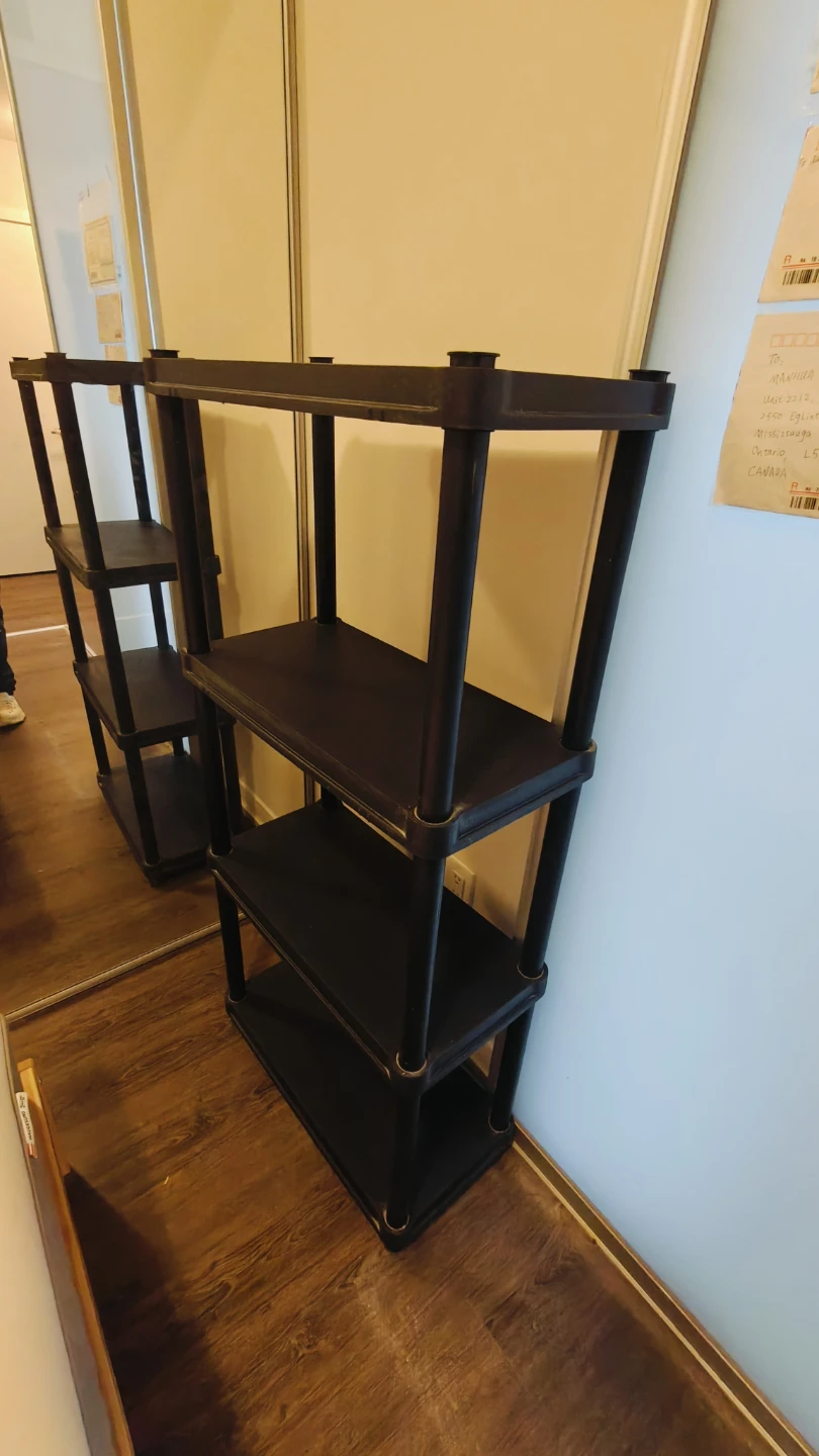 Black 4-Tier Plastic Storage Shelf Unit - photo 2