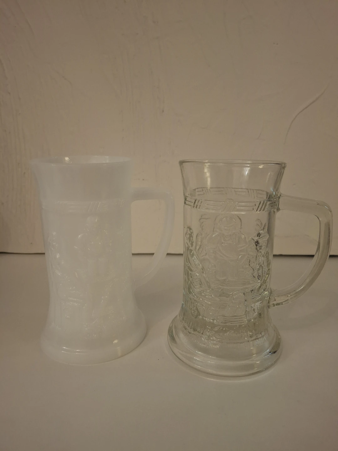 Glass Beer Mug with Embossed Design