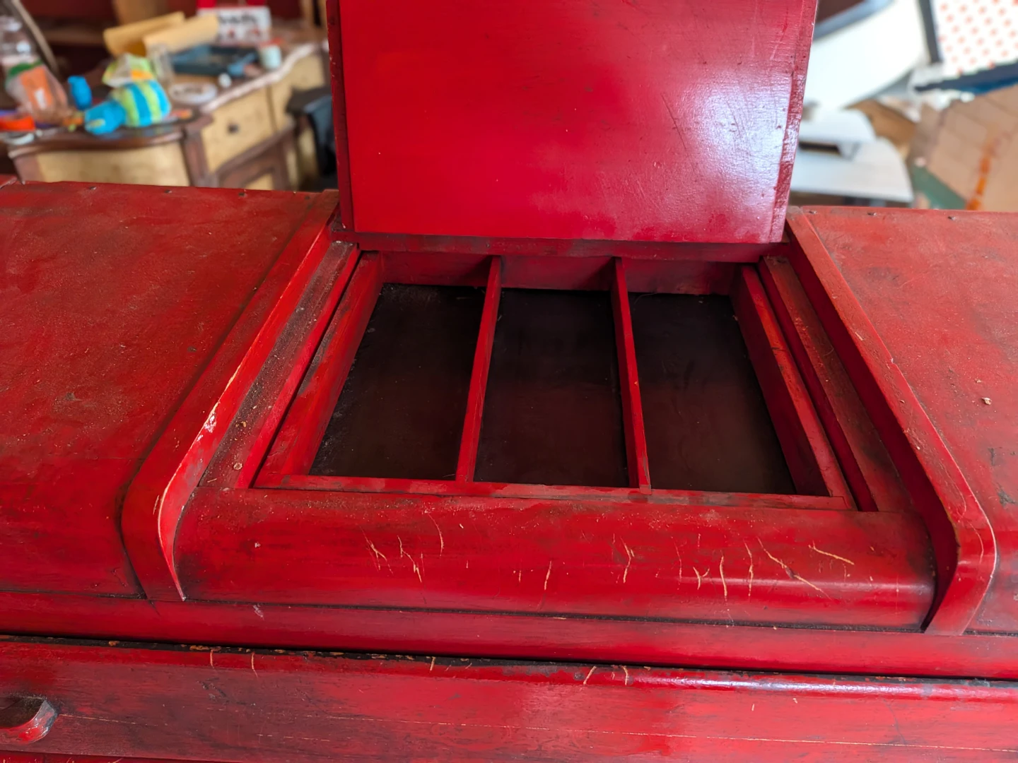 Red Cabinet with Drawers and Shelves - photo 5