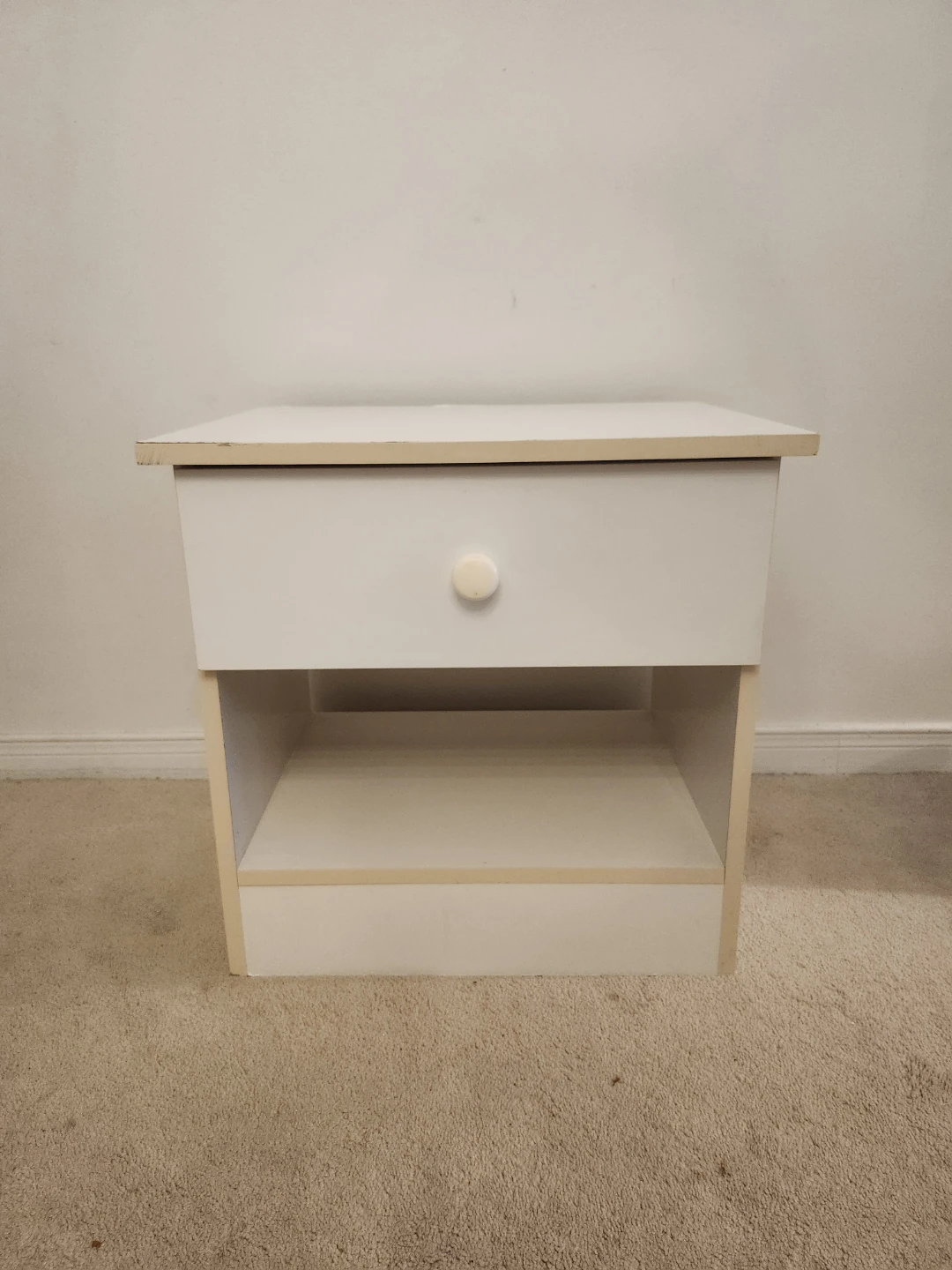 White Nightstand with Drawer and Shelf - photo 4
