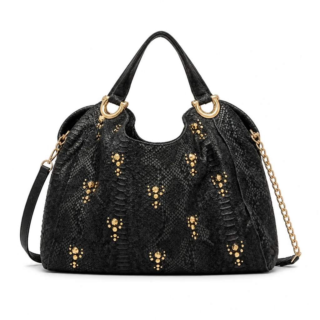 Juicy Couture Black Snakeskin Studded Hobo Bag - photo 2