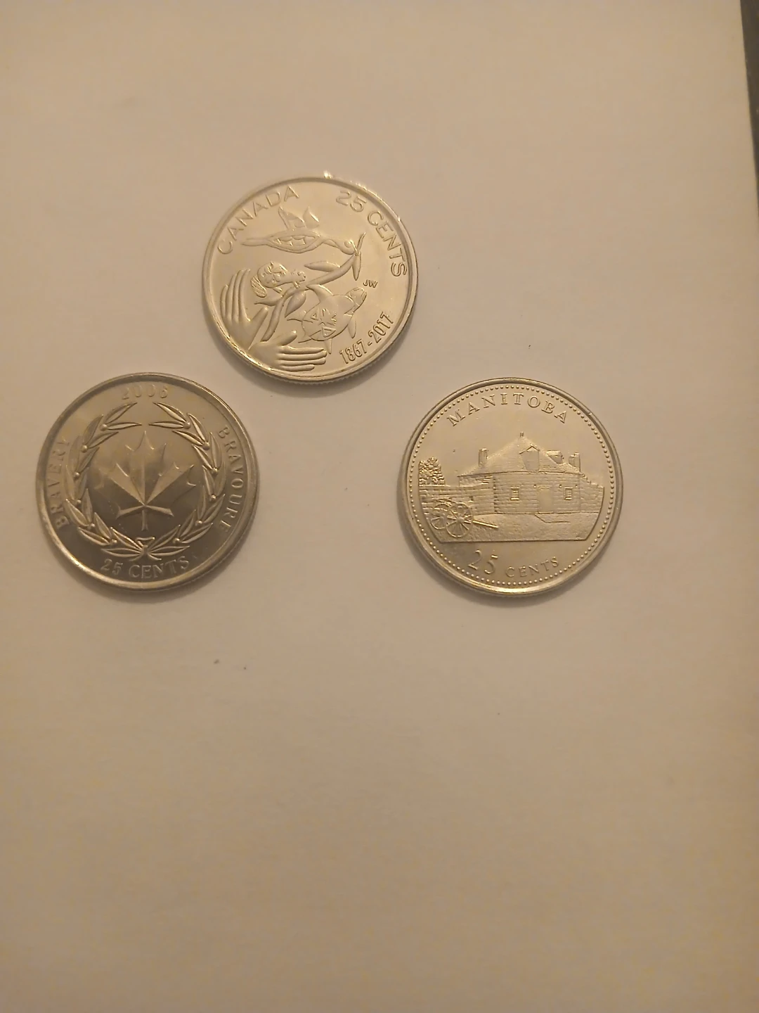3 Canadian 25 Cent Coins - photo 2