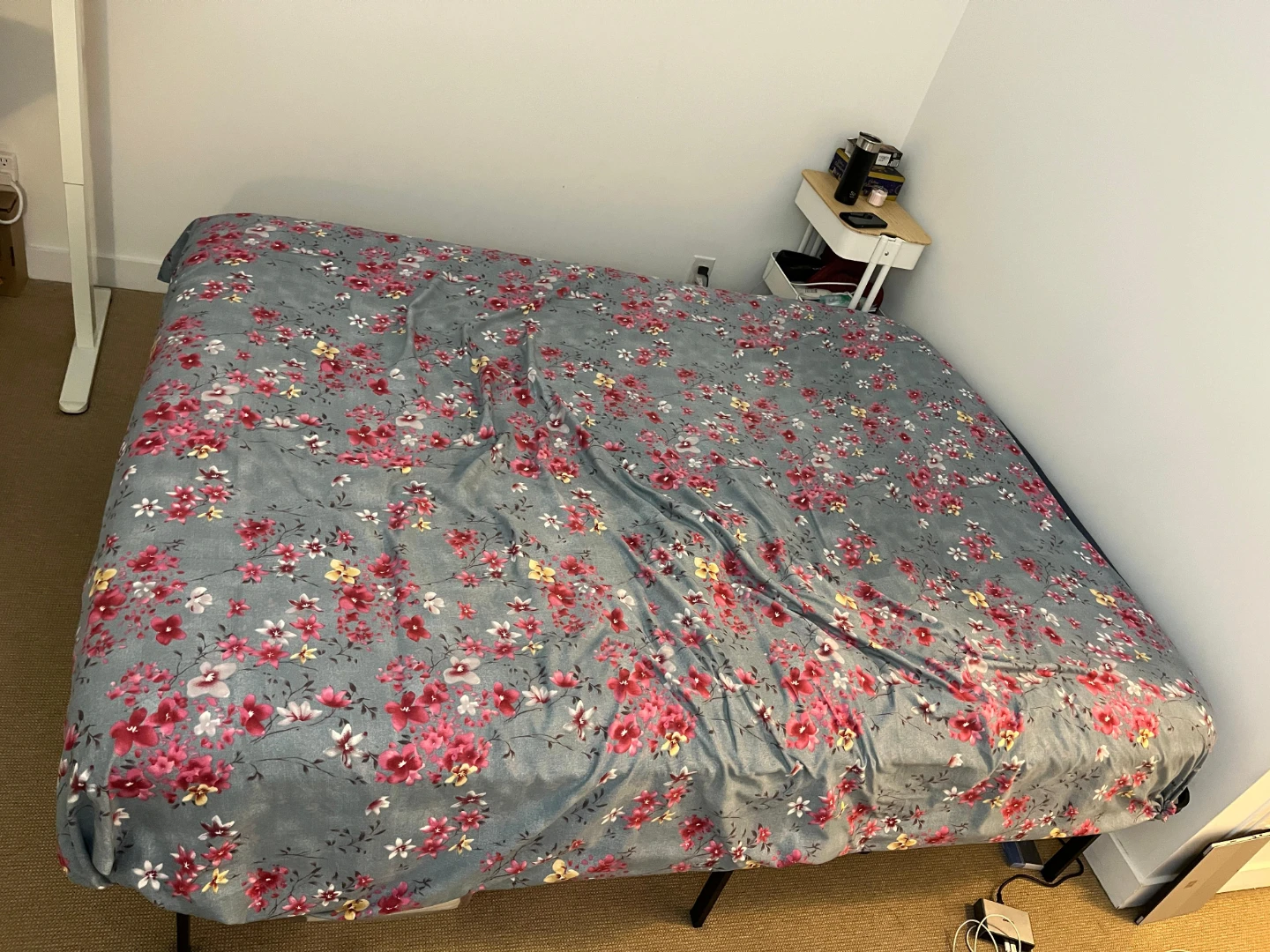 Queen Metal Bed Frame with Ikea Foam Mattress - photo 4