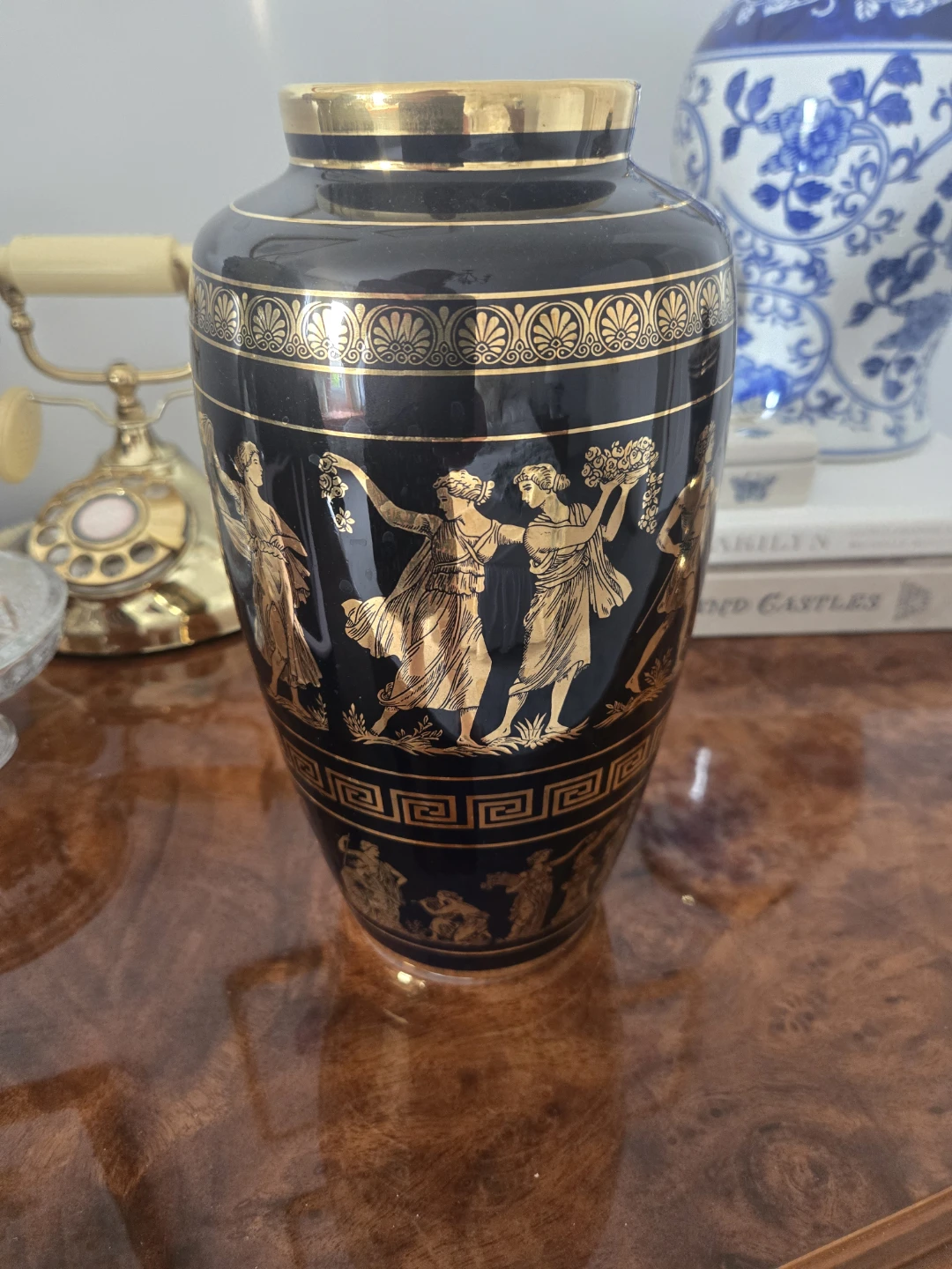 ST Hand-Made in Greece Vase with 24K Gold Trim