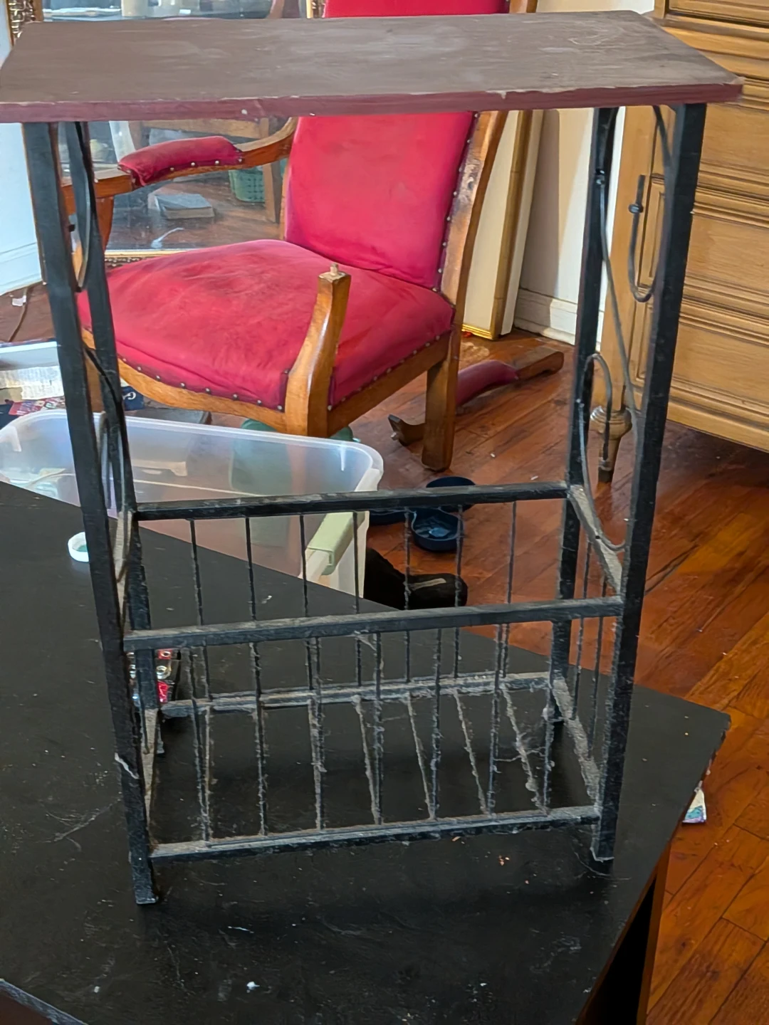 Metal Accent Table with Magazine Rack