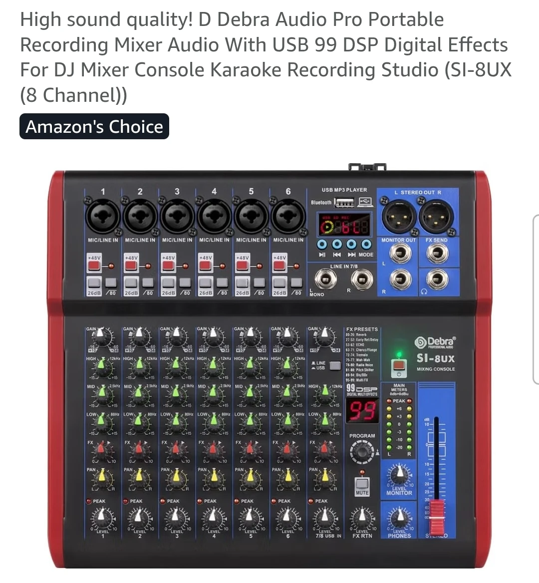 D Debra Audio Pro Portable Recording Mixer Audio With USB 99 DSP