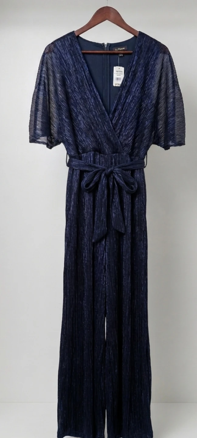 Navy Blue Metallic Jumpsuit