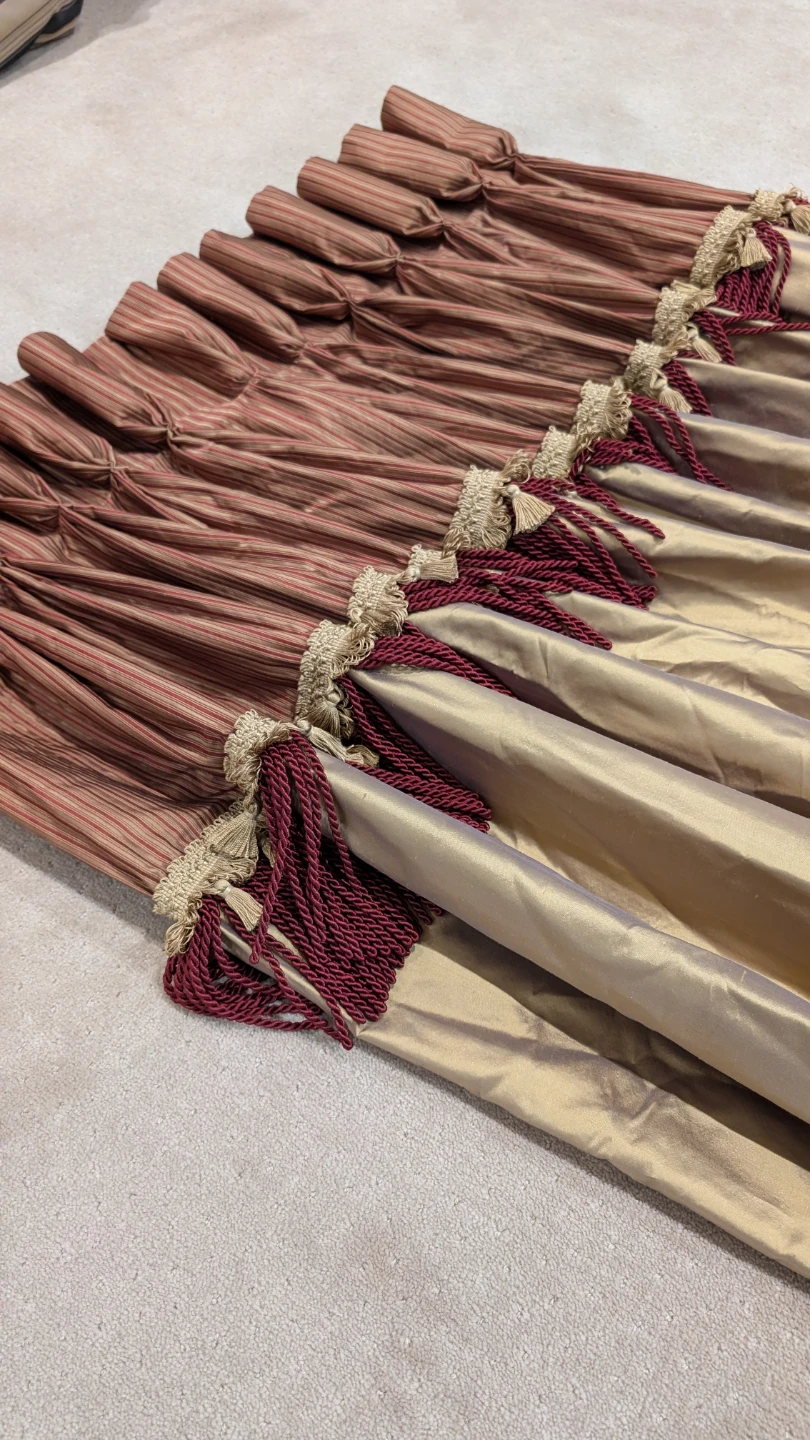 Satin decorative curtain panels & matching rod set