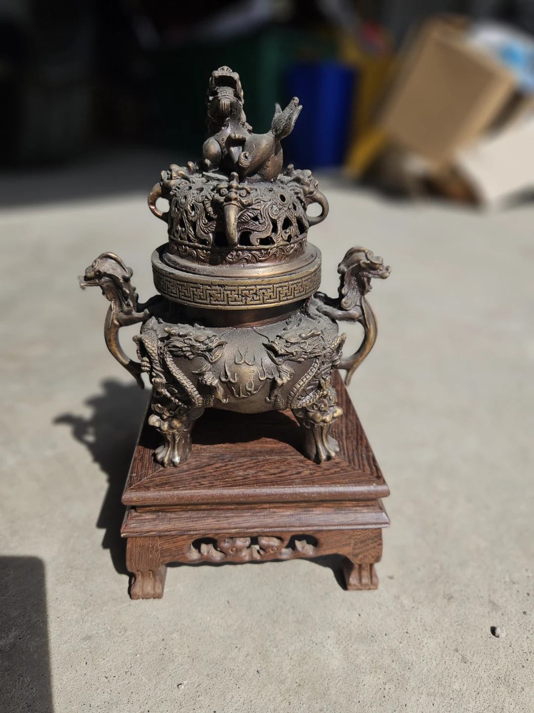 Vintage Bronze Dragon Incense Burner Censer