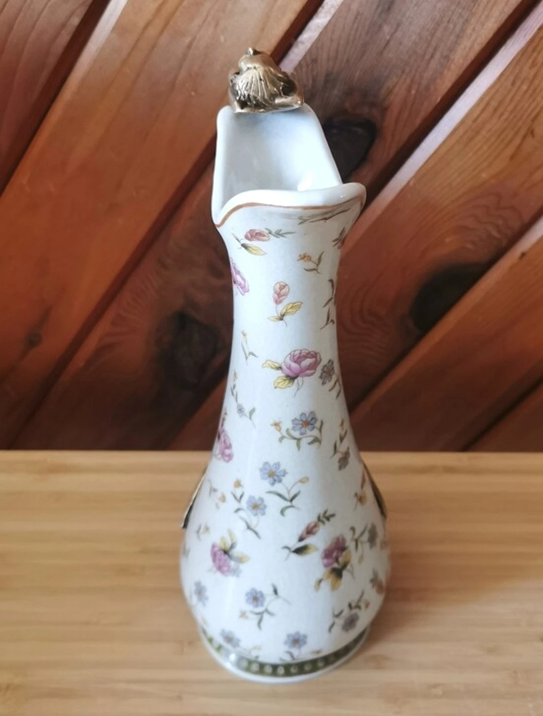 Art Nouveau Porcelain Ewer/Carafe/Vase Bronze Mermaid Handle - photo 5