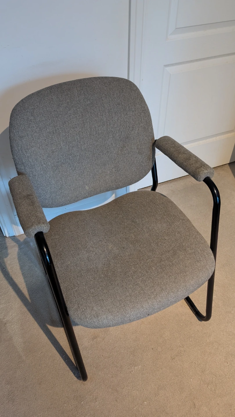 Grey Fabric Armchair with Black Frame