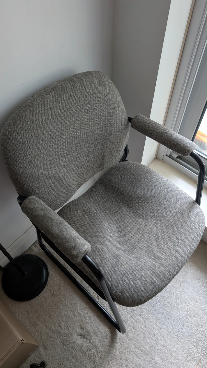 Grey Fabric Armchair with Black Frame - photo 2