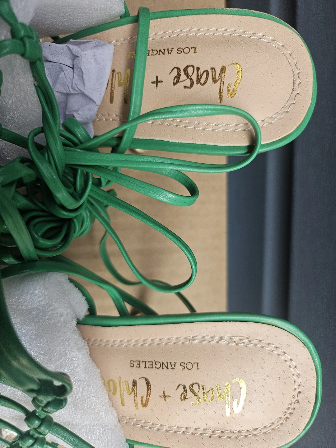 Chase + Chloe Green Woven Lace-Up Heels - photo 2