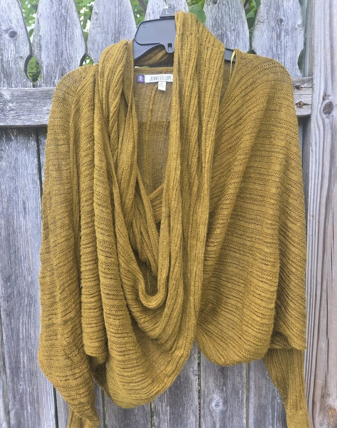 Jennifer Lopez Women's Draped Cardigan Sweater XS Mustard Yellow