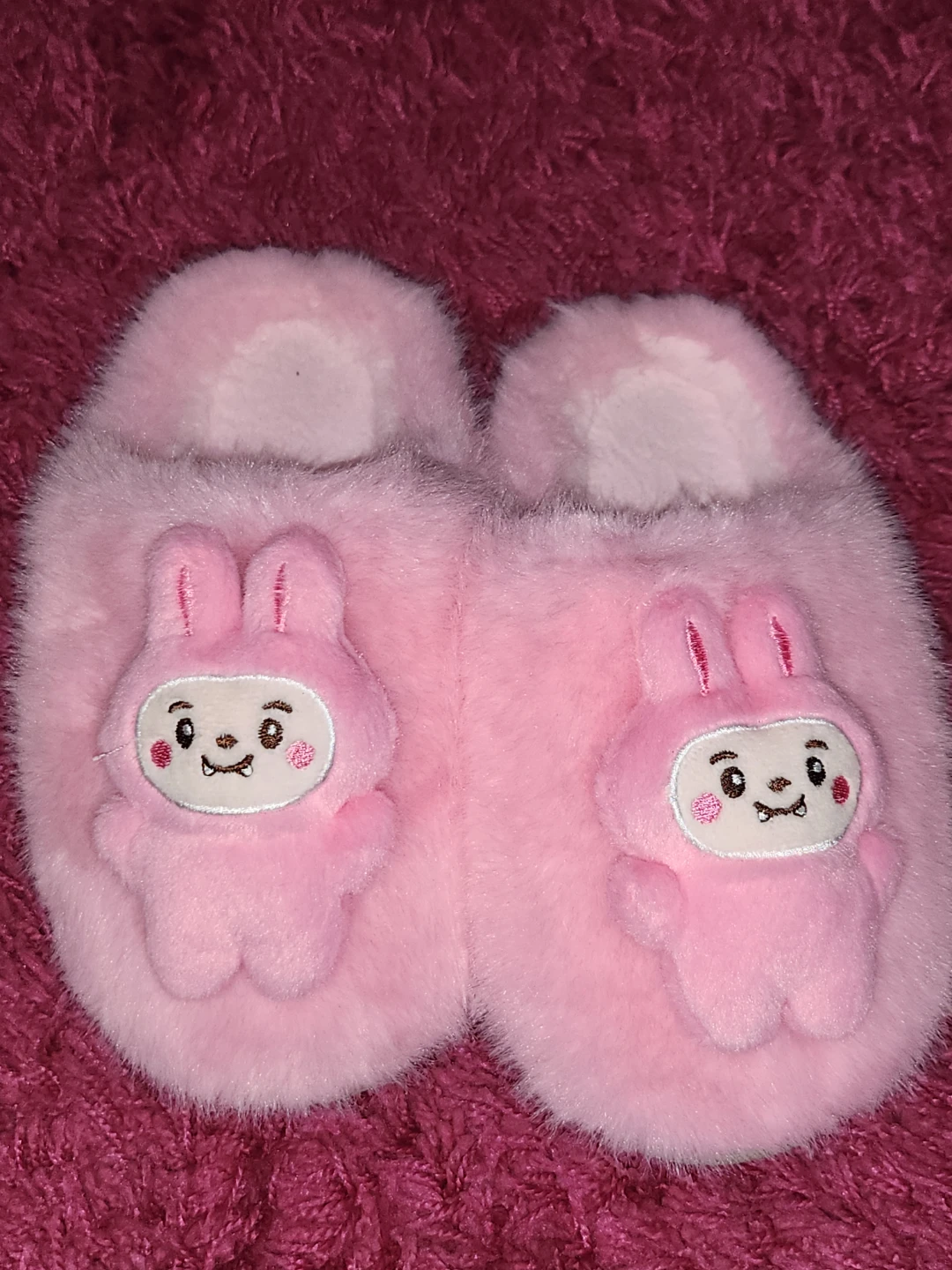 Pink Fuzzy Bunny Slippers