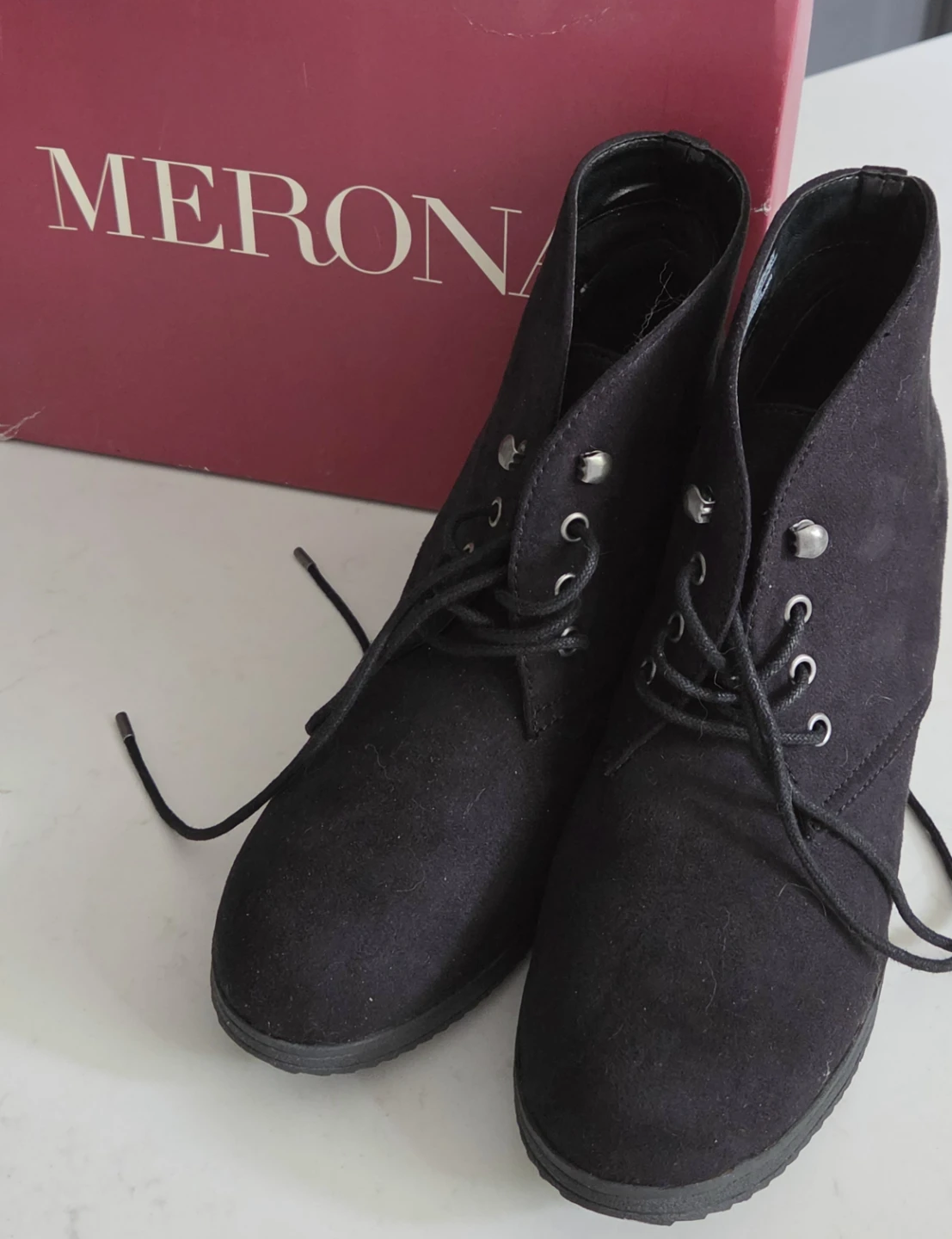Women's Black Wedge Boots , Size 9.5 NEW - photo 3