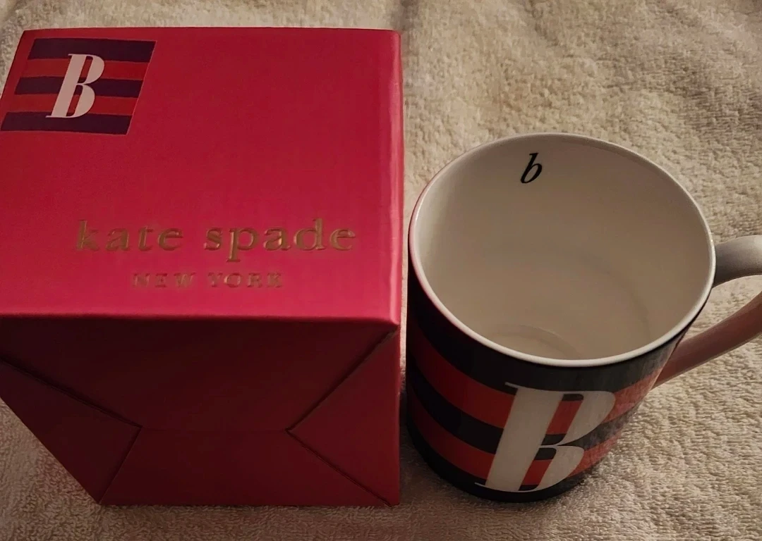 Kate Spade Initial B Mug, pink, purple, white
