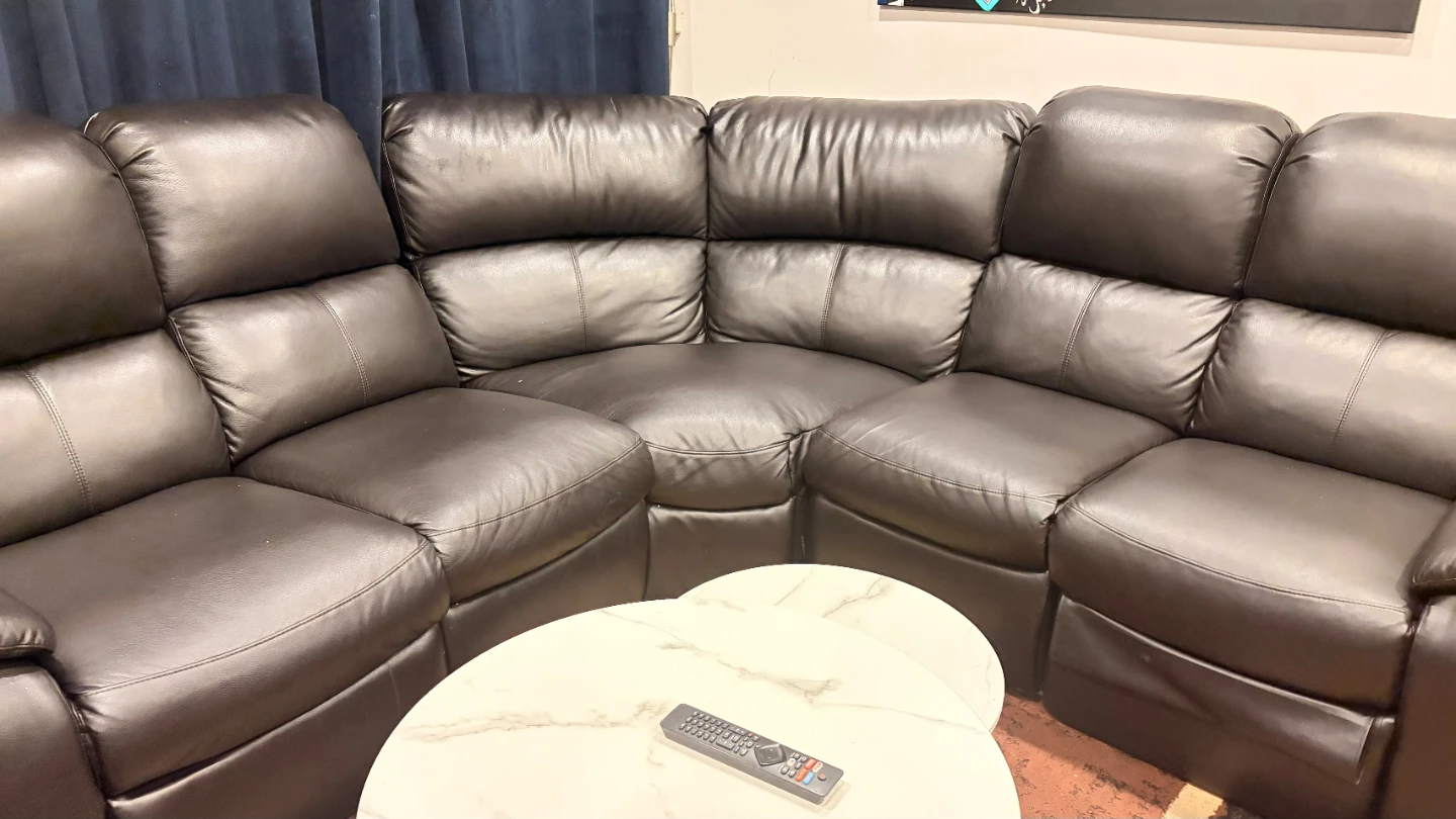 Brown Leather Sectional Sofa - photo 5