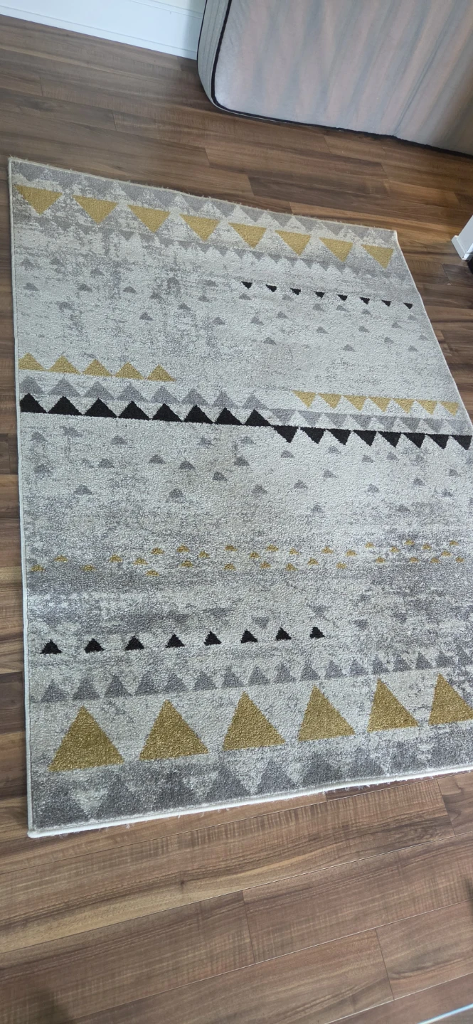 Geometric Area Rug - Grey, Yellow & Black