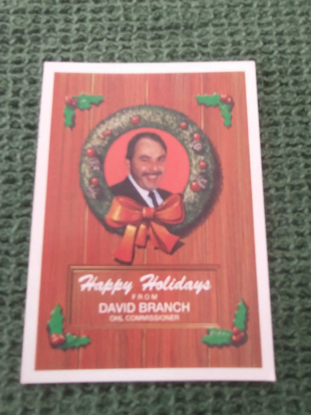 1990 2 OHL David Branch Holiday Trading Card, 2 1/2" x 3 1/2"