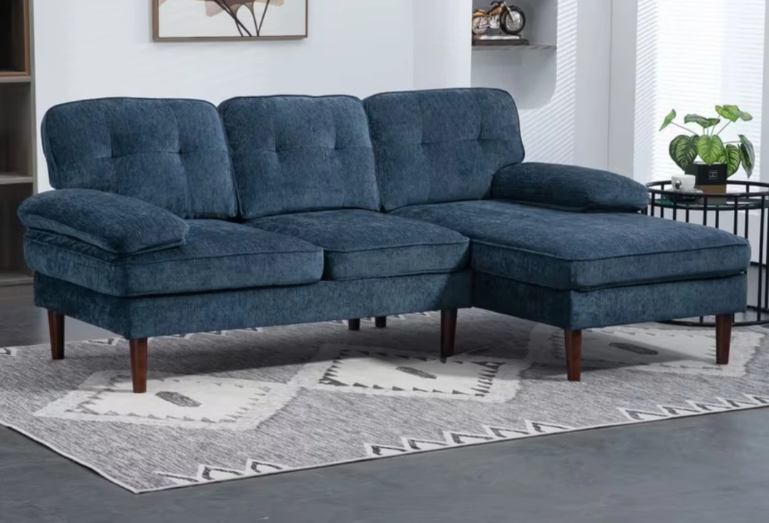 Blue Sectional Sofa with Chaise