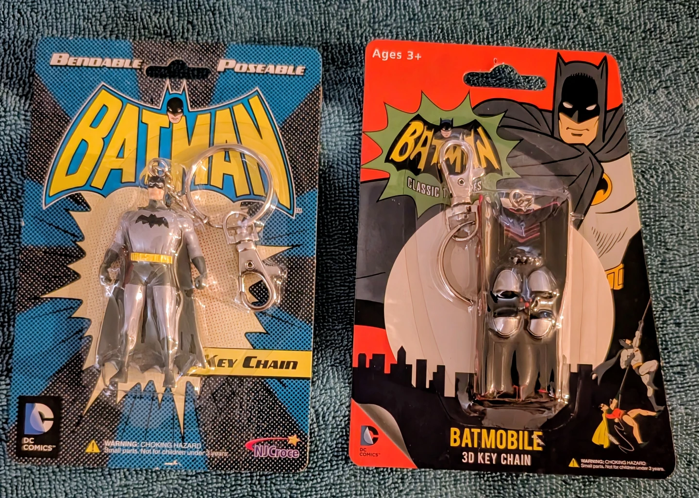 DC Comics Bendable Batman Keychain & Batmobile Keychain