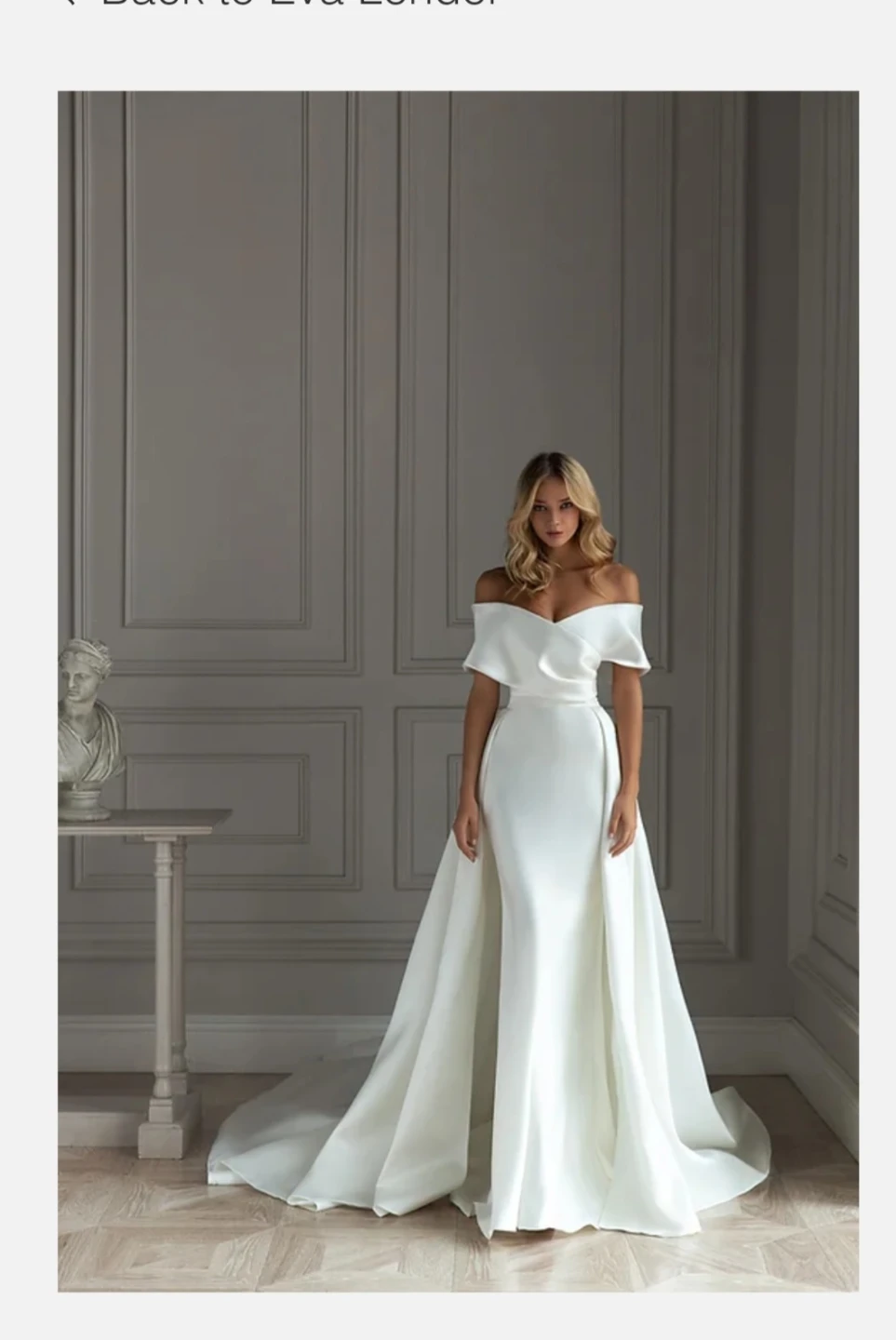 Off-the-shoulder wedding dress with train