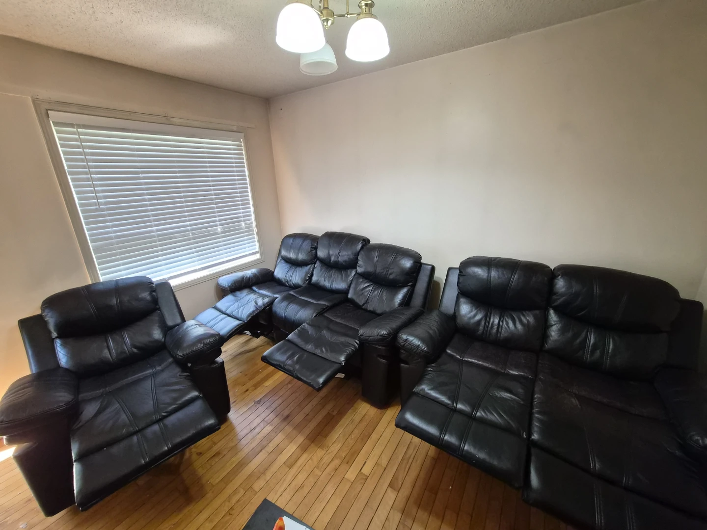 Black Leather Reclining Sofa and Chair Set - photo 2