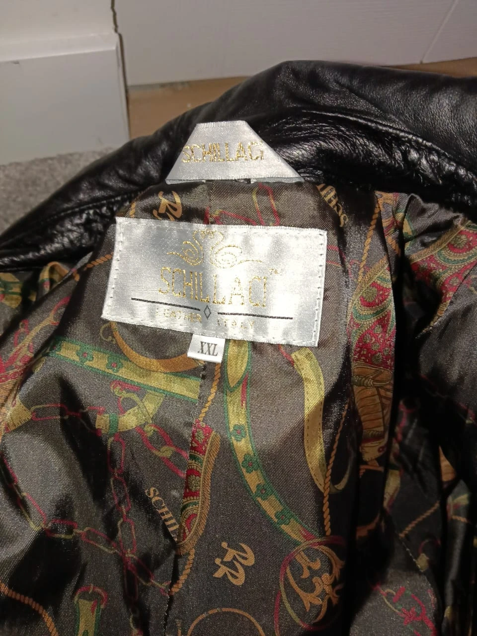 Schillaci Black Leather Trench Coat XXL