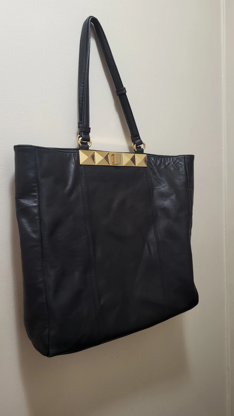 Badgley Mischka Black Genuine Leather Tote Bag