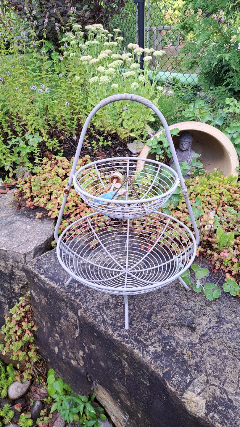 Grey 2-Tier Wire Fruit Basket Stand - photo 2