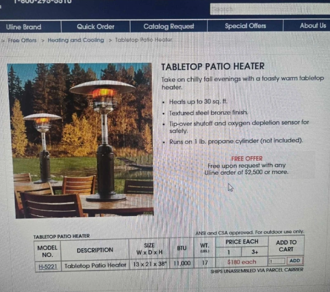Tabletop Patio Heater - Textured Steel Bronze Finish
