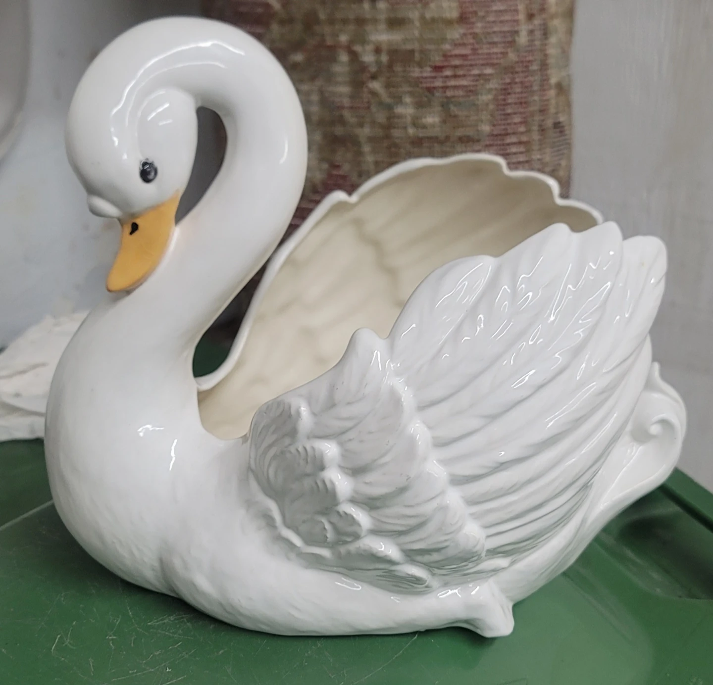 White Ceramic Swan Planter - photo 2