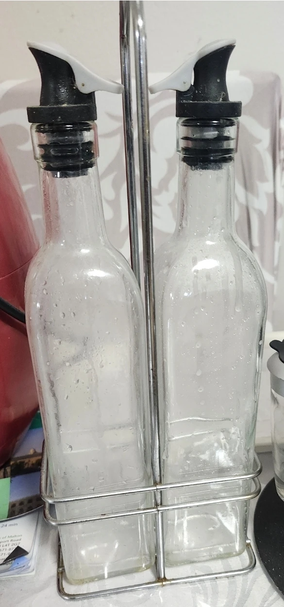 Oil and Vinegar bottles with stand
