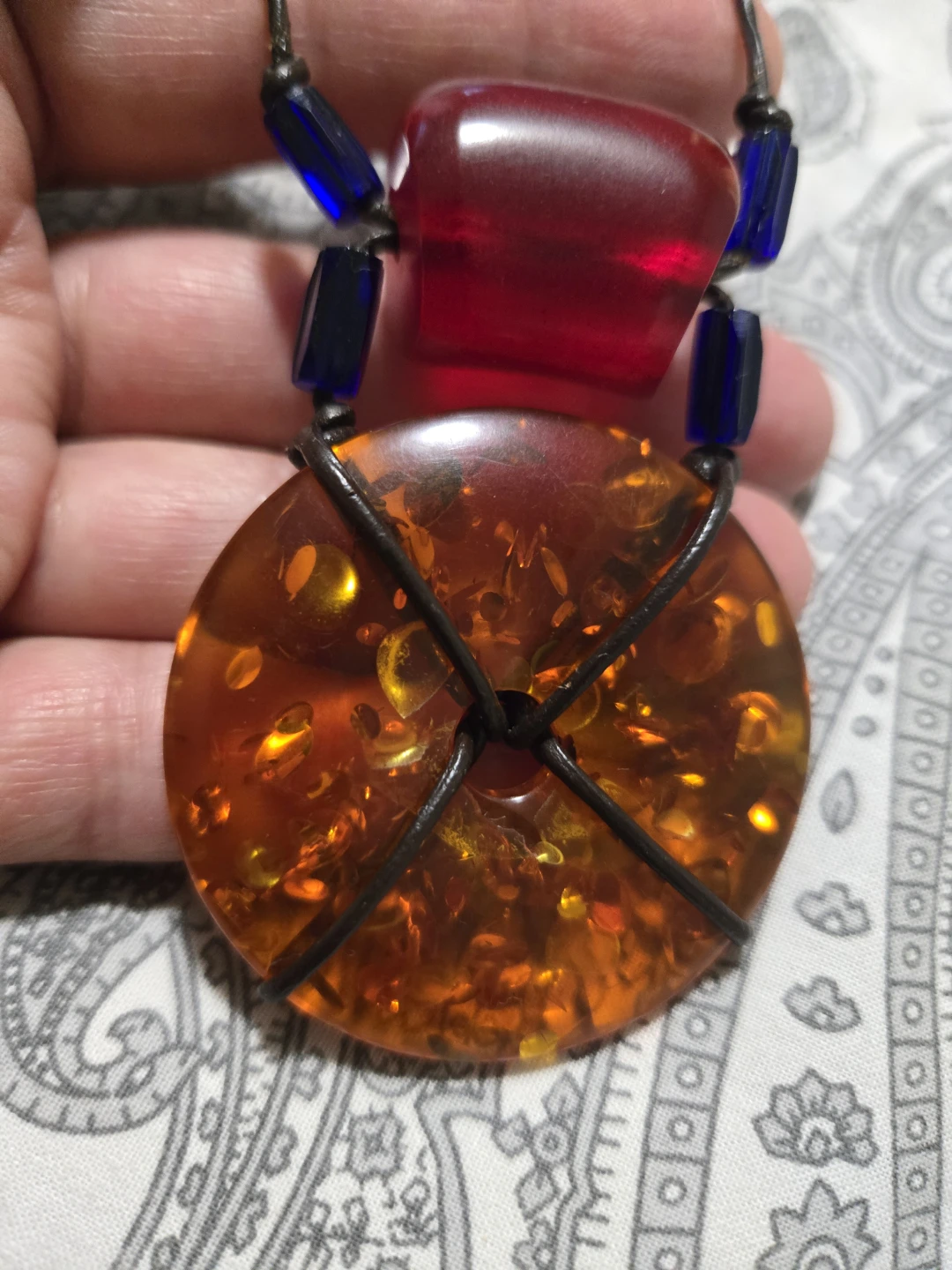 Vintage Amber and Cherry Amber Bakelite Necklace - photo 2