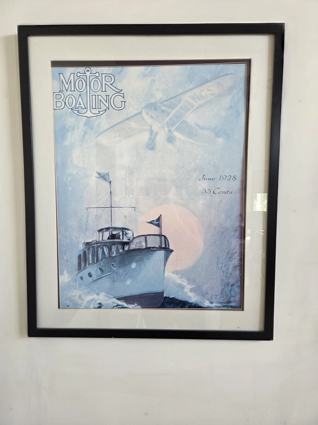 Framed "Motor Boating" Magazine Cover June 1928