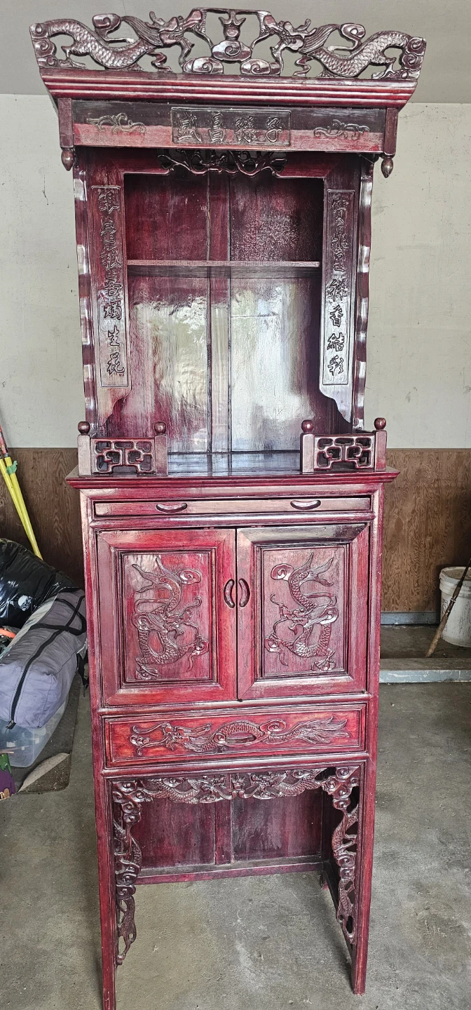 ​Ornate Chinese Style Carved Dragon Cabinet / Shrine - photo 5