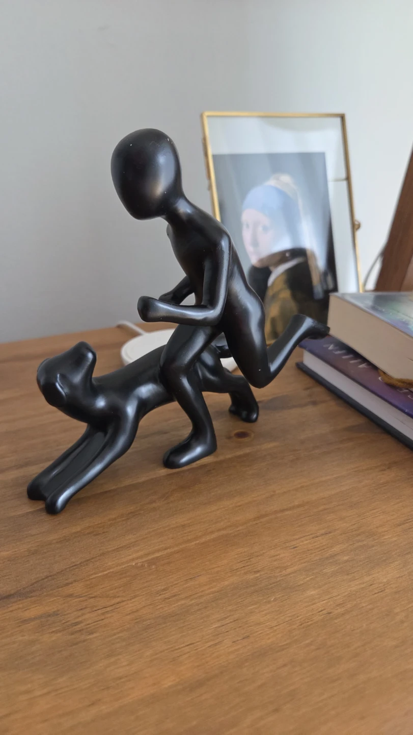 Running Man & Dog Sandstone Statue *new - photo 5