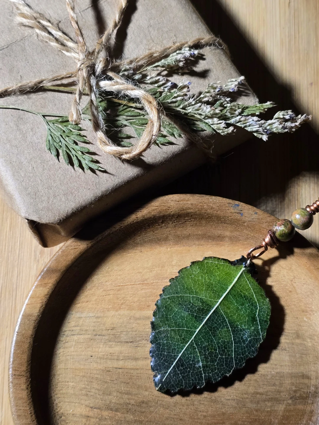 Handmade Real Skeleton Leaf Pendant Necklace