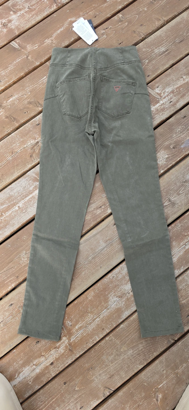 Guess High Waisted Button Detail Pants Khaki Size 27 - photo 2