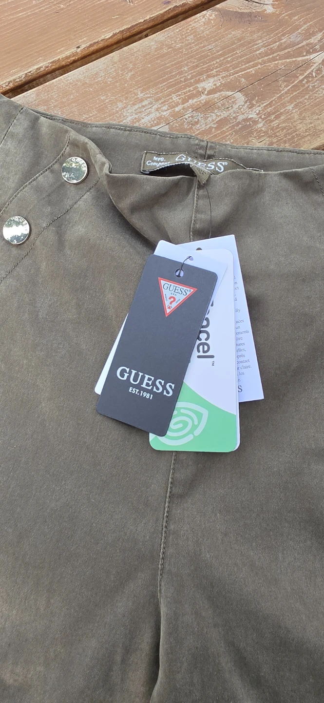Guess High Waisted Button Detail Pants Khaki Size 27 - photo 3