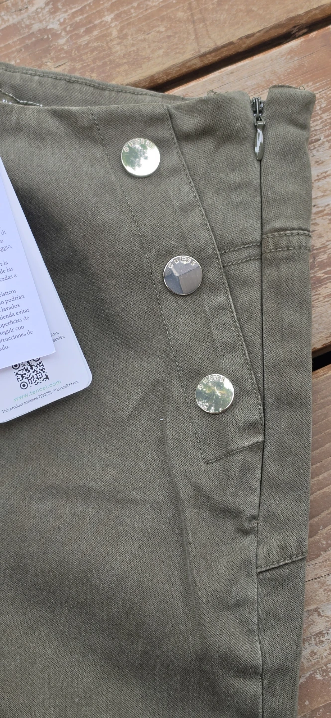 Guess High Waisted Button Detail Pants Khaki Size 27 - photo 4