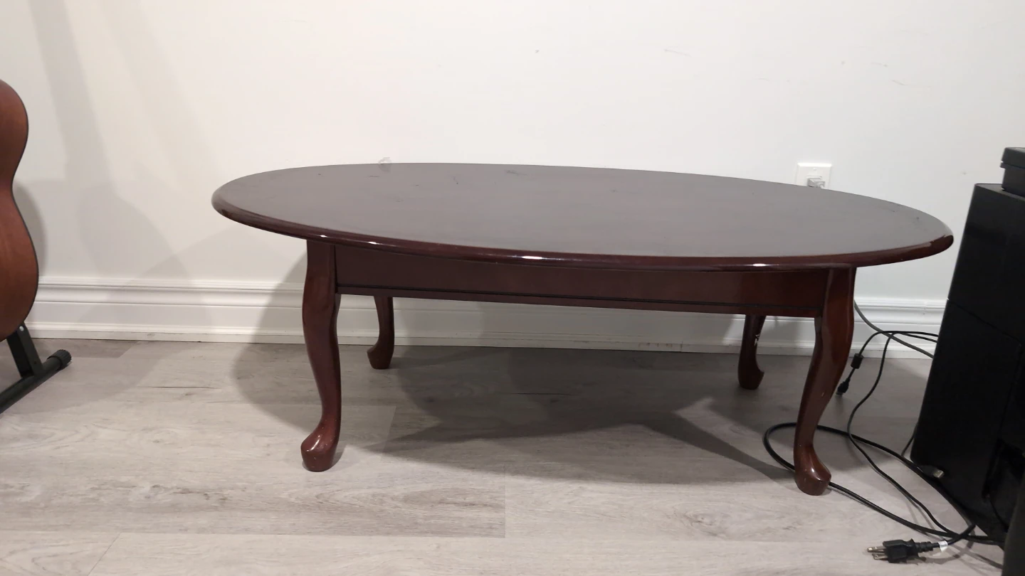 Dark Wood Oval Coffee Table
