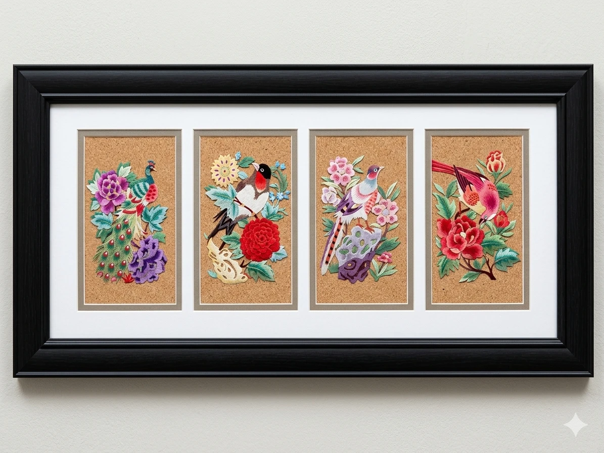 Vintage Chinese Paper-Cut Shadow Box