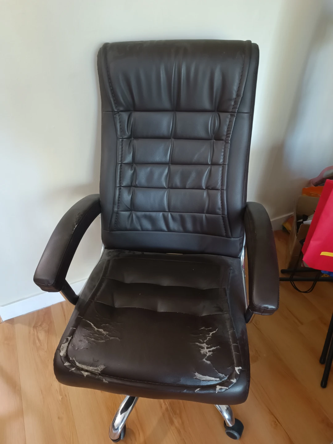 Brown Faux Leather Office Chair