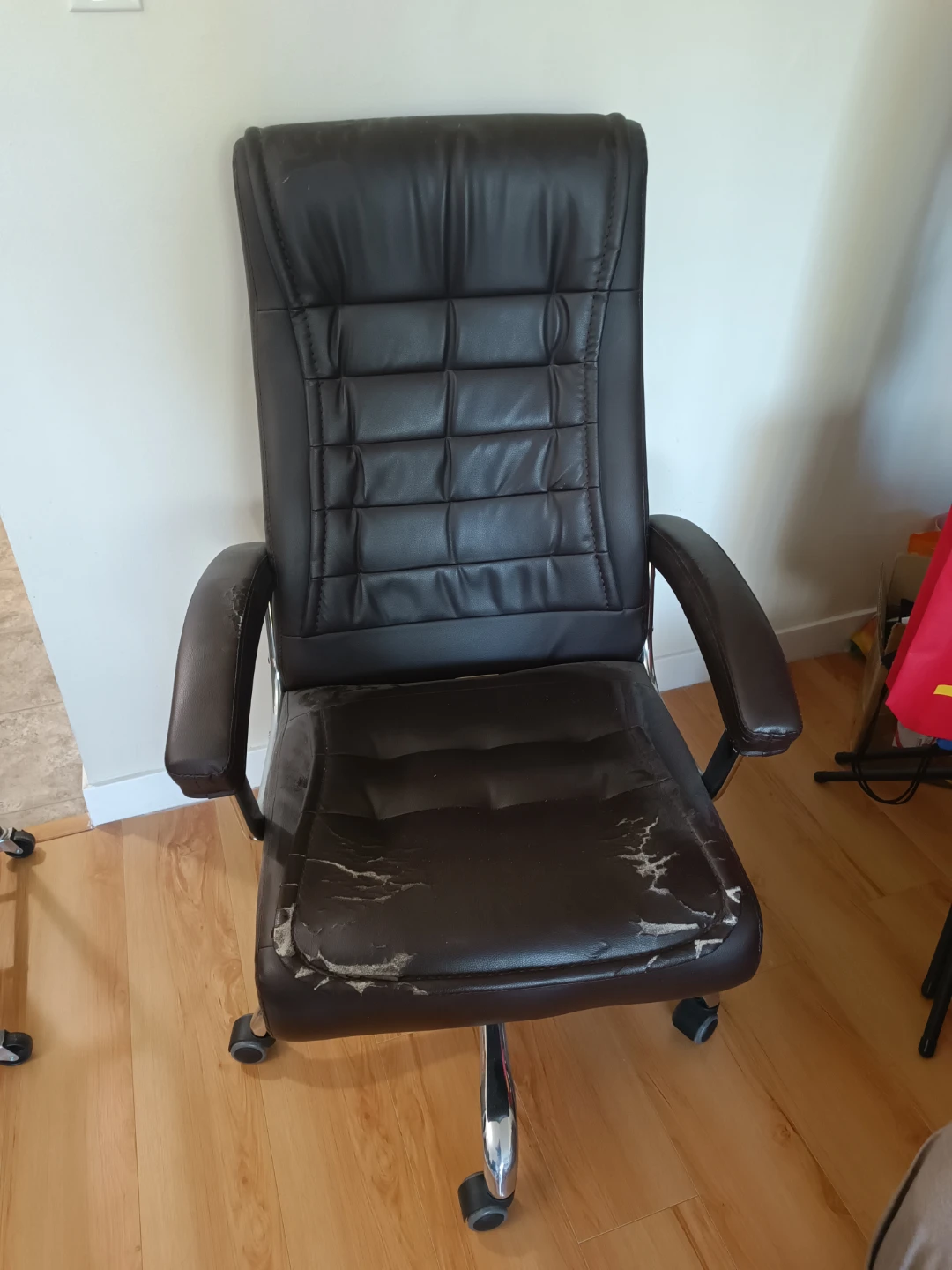Brown Faux Leather Office Chair - photo 3